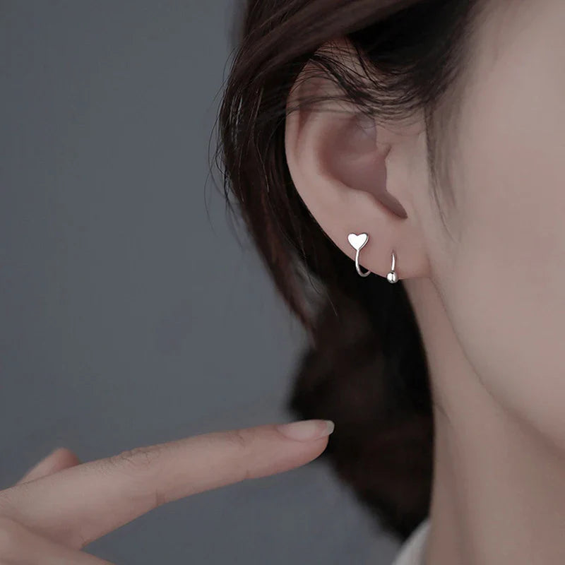 Genuine 925 Sterling Silver Fashion Jewelry New Spiral Heart Star Stud Earrings For Women XY0247