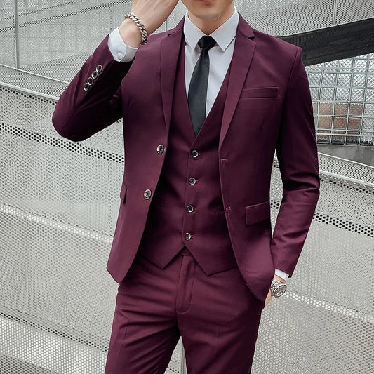 Tuxedo for Mens: Men's Solid Color Suit Fashion and Handsome Banquet Smart Casual