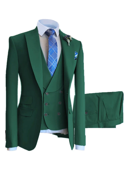 Men’s Business Suit 3-piece One Button White Meeting Party Wedding Formal