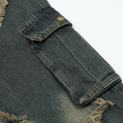 Vintage Baggy Jeans Star Patchwork Loose Straight Denim Pants