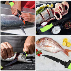 Stainless Steel Boning Knife Multifunctional Non-slip Fish Scale Scraper Rubber