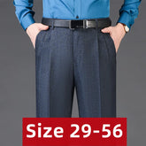 High Waist Wool Cashmere Suit Pants Men Double Pleated Winter Autumn Dress
