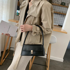Women's Shoulder Bag Simple Solid Colour Handbag Vintage Underarm Bag