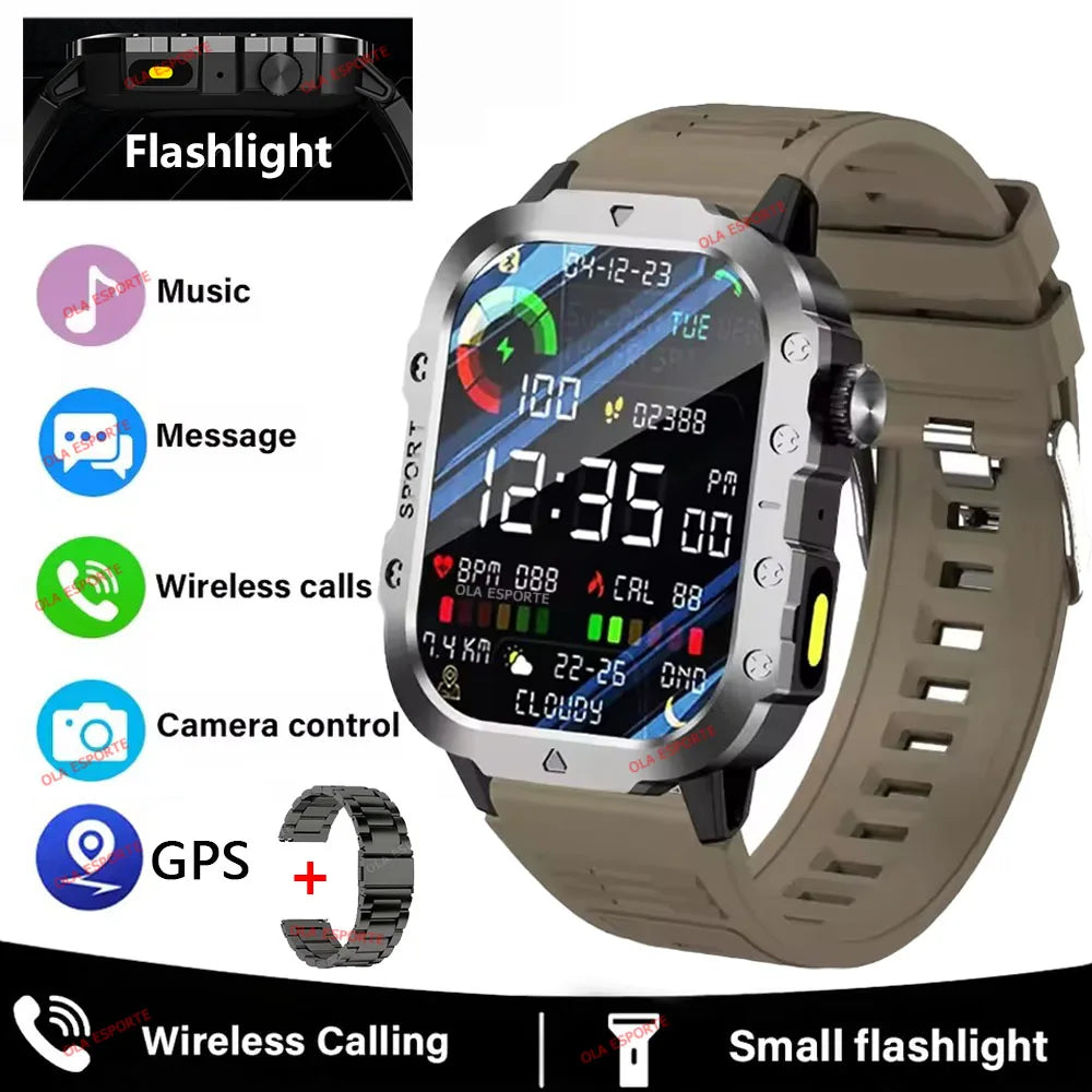 EGC+PPG GPS Sports Fitness Tracker Smartwatch Men 2.01Inch Touch Screen Health Monitoring Bluetooth Call Smart Watch For Android