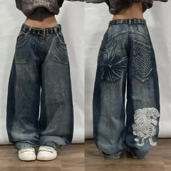 Y2K Baggy Jeans Womens Multi-pocket Washed Vintage Jeans