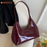 Women's Bag Patent Leather Tote Bag Fashion Shoulder Bag Versatile Crescent Bag