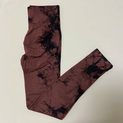 Women Tie Dye Gym Leggings Seamless Yoga Pants Scrunch Sports Fitness Tights