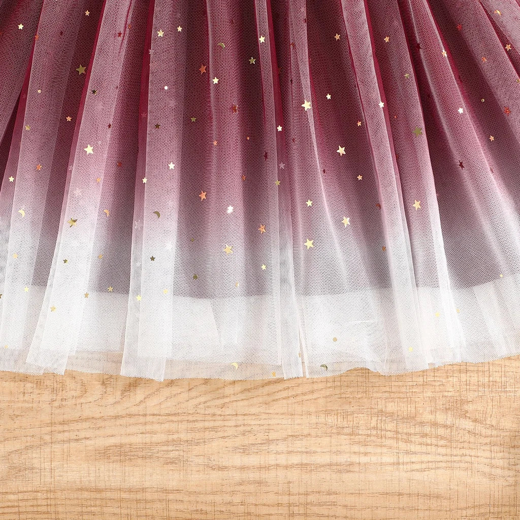 Dress For Kids 2-8 Years old Fashion Summer Cute Ruffled Sleeveless Star Tulle