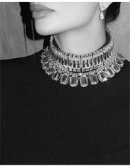 Evening Dresses: Shining Diamonds Neck Flare Sleeve Black Long Bandage Dress