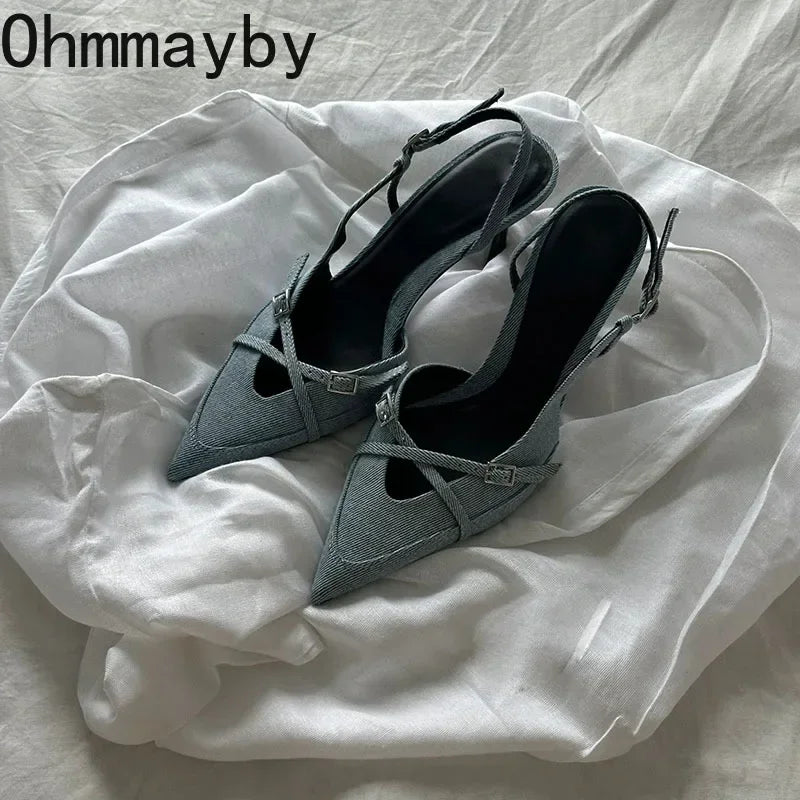 Luxury Designer Summer Women Sandals Fashion Elegant Pointed Toe
