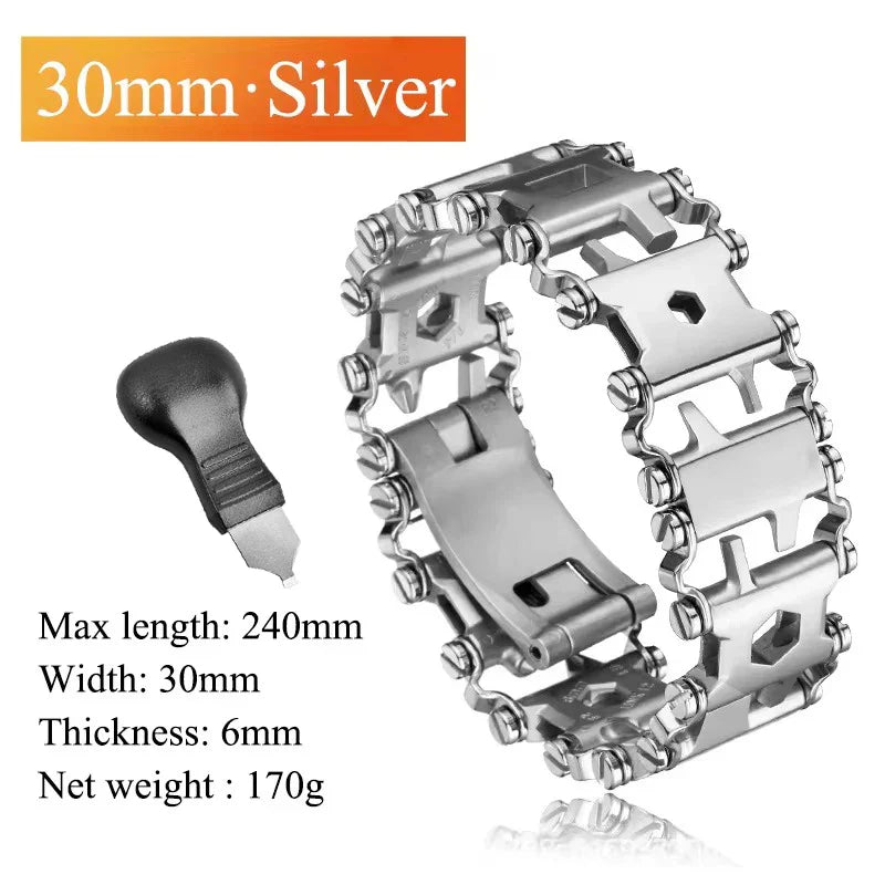 Multifunctional Bracelet Stainless Steel Men's Outdoor Tool Bracelet 29 in 1 Bracelet European and American Couple Watch Strap