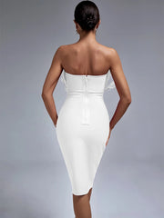Formal attire Dresses: White Bandage Dress Women Feather Party Dress Bodycon