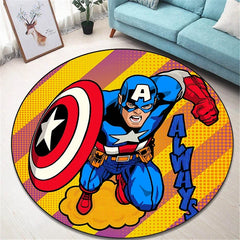 Marvel Round Carpet for Living Room Rugs Camping Picnic Mats Flannel Anti-Slip Rug
