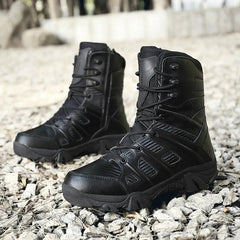 Men Tactical Military Boots Winter Leather Waterproof Desert Combat Army Work Shoes