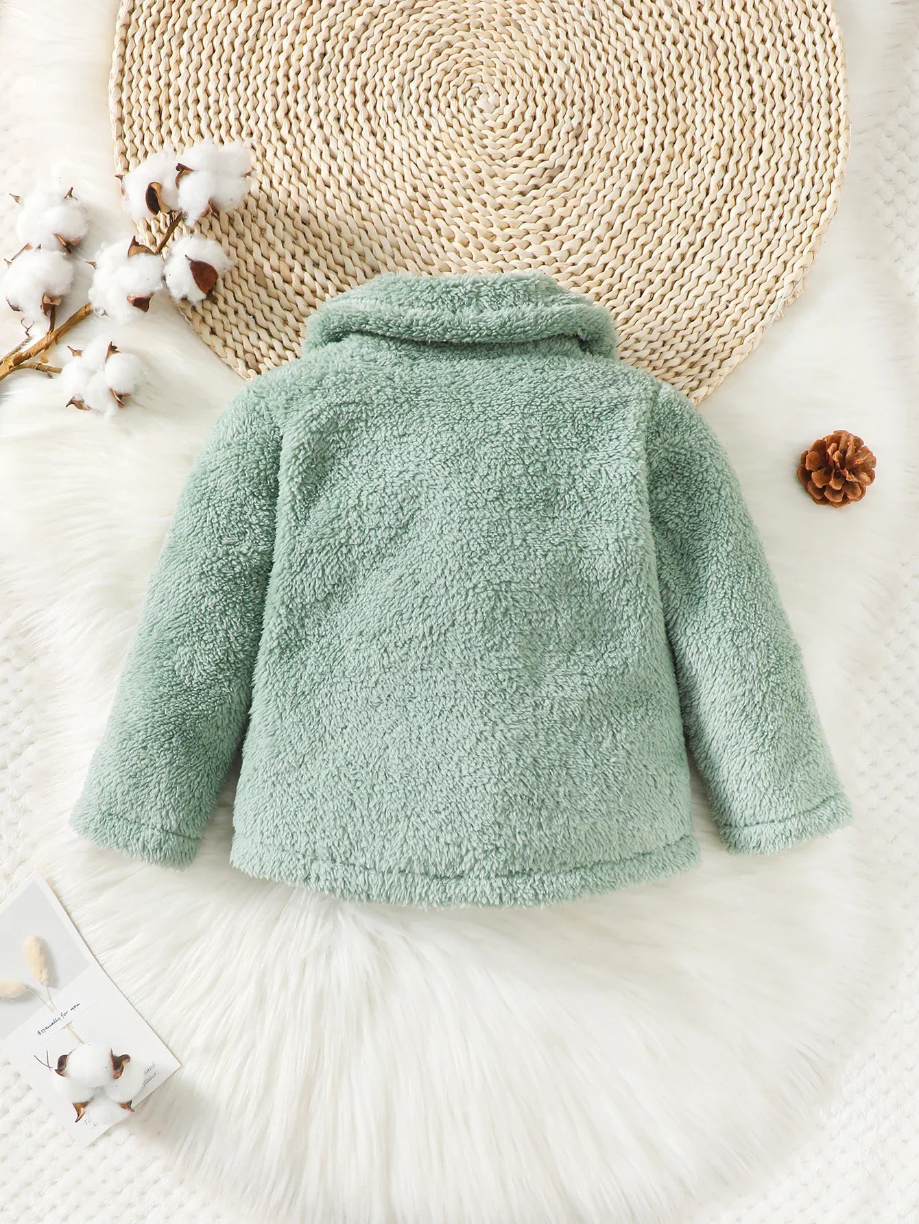 Winter Warm Plush Coat for 1-6 Years Toddler Girls Wear Long Sleeved Single Breasted Top for Children Girls in School