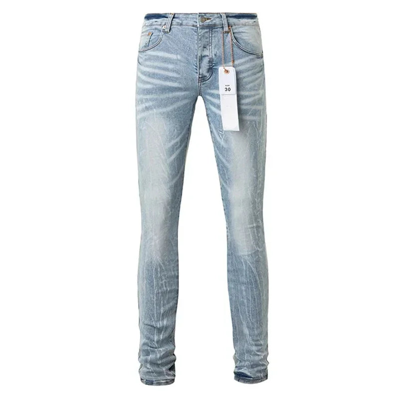 Purples jeans Men personalized cat whisker trousers American straight leg