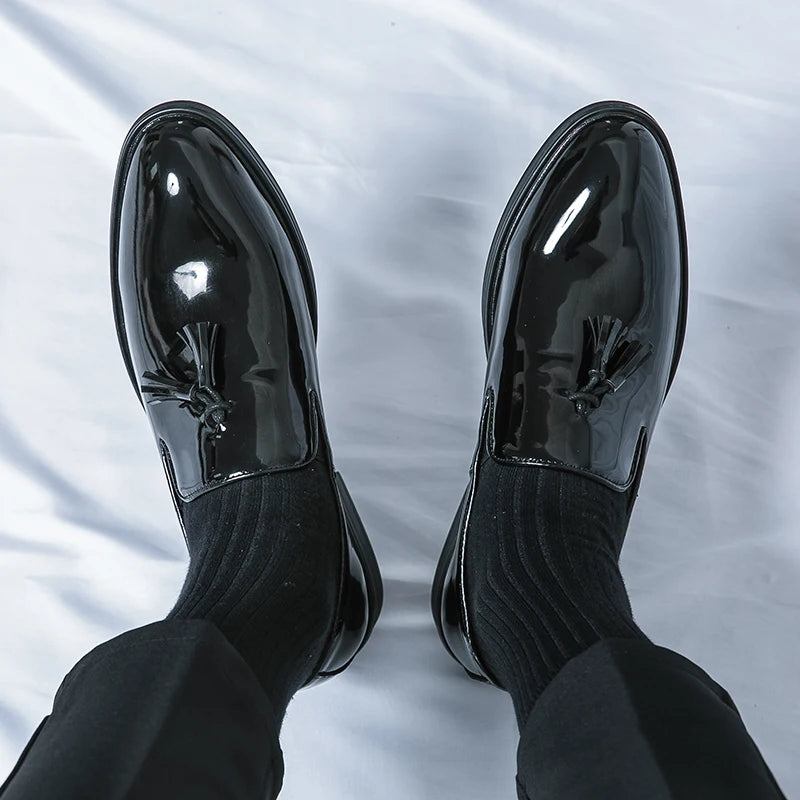 Fashion Men's Banquet Patent Leather Shoes Tassel Lofers Wedding Party Manager Man