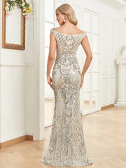 Homecoming Dresses: V Neck Silver Sequin Evening Dress Women Sleeveless Party Maxi