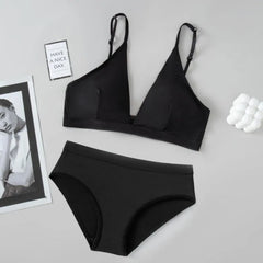 Women Seamless Bras Set Low Rise Panties Non Wired Bra Comfort Bralette