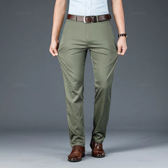 Spring Summer Straight Suit Pants Men Cotton Business Stretch Royal Blue Khaki Black