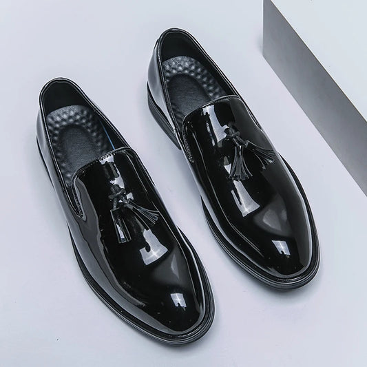 Fashion Men's Banquet Patent Leather Shoes Tassel Lofers Wedding Party Manager Man