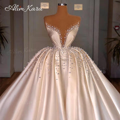 White Bridesmaid Dresses: Wedding Dresses for women Satin Off Shoulder Court Train