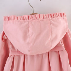 Spring And Autumn Children'S Coat Girls Sweet Solid Hooded Cotton Outwear