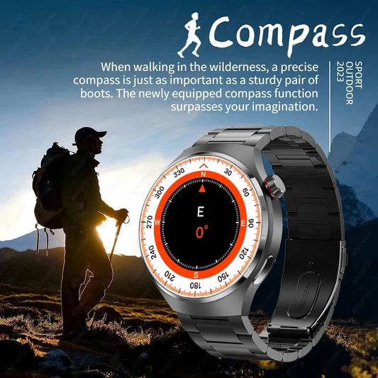 2025 New Watch 4 Pro GPS NFC Smart Watch Men 360*360 AMOLED Screen Heart Rate Bluetooth Call Waterproof Sports Man Smartwatch