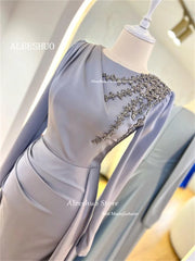 Homecoming Dresses: Long Sleeves O-Neck Evening Dresses Women Prom Gowns