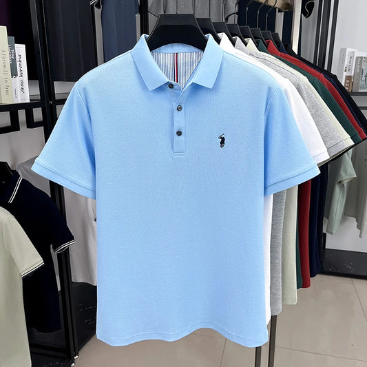 100% pure cotton high-end brand men's short sleeve polo shirt summer fashion original pony embroidery golf Paul casual T-shirt