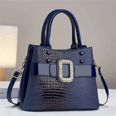 Diamond Handbags For Women Patent Leather Crocodile Stone Pattern