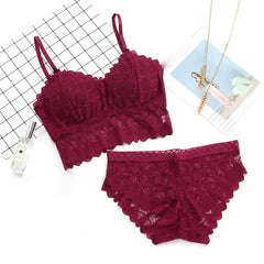 Women's Bra Set Beauty Back Tops Lace Push-up Bras and Panty Sets