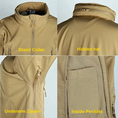 Winter Fleece Tactical Soft Shell Sets Mens Outdoor Waterproof Multi-Pockets