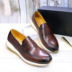 Genuine Leather Men Shoes Slip On Loafers Handmade Comfortable Fashion Casual