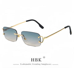 Sunglasses For Women Men Small Square Gold Frame Brand Design Tea Shades
