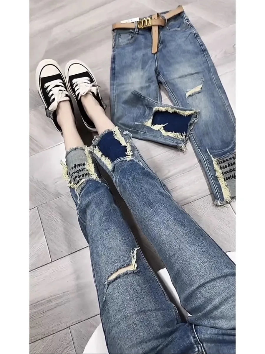 Y2k Pear-shaped Slimming Straight Leg Jeans Children 2023 Plus-size Summer