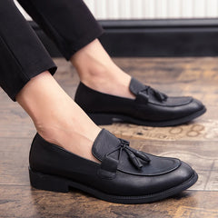 Men Tassel Loafers Leather Formal Shoes Elegant Dress Shoe Simple Slip On Man