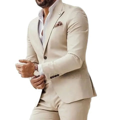 Tuxedo for Mens: Mens Fashion Beige Slim Business Men's Suit Groom Tuxedo Wedding