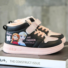Disney Children Winter Ankle Snow Boots Cartoon Princess Elsa Frozen Pink Casual Shoes