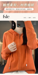 autumn and winter hooded cardigan women's knitted top loose sweater casual