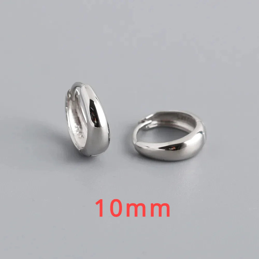 INZATT 100% 925 Sterling Silver 18K 6/7/8/9/10mm Round Hoop Earrings for Women Classic Fine Jewelry Minimalist Accessories