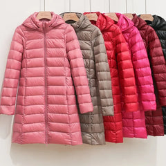 Women Ultra Lightweight Packable Long Puffer Jacket Autumn Winter