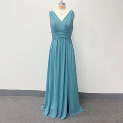 Homecoming Dresses: Women Chiffon Long Party Dress V-neck Sleeveless Evening Dress