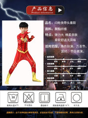 Kids Flash Man Boys Cosplay Costume Set with Headgear And Mask for New Year Carnival Party Fancy Dress Outfit
