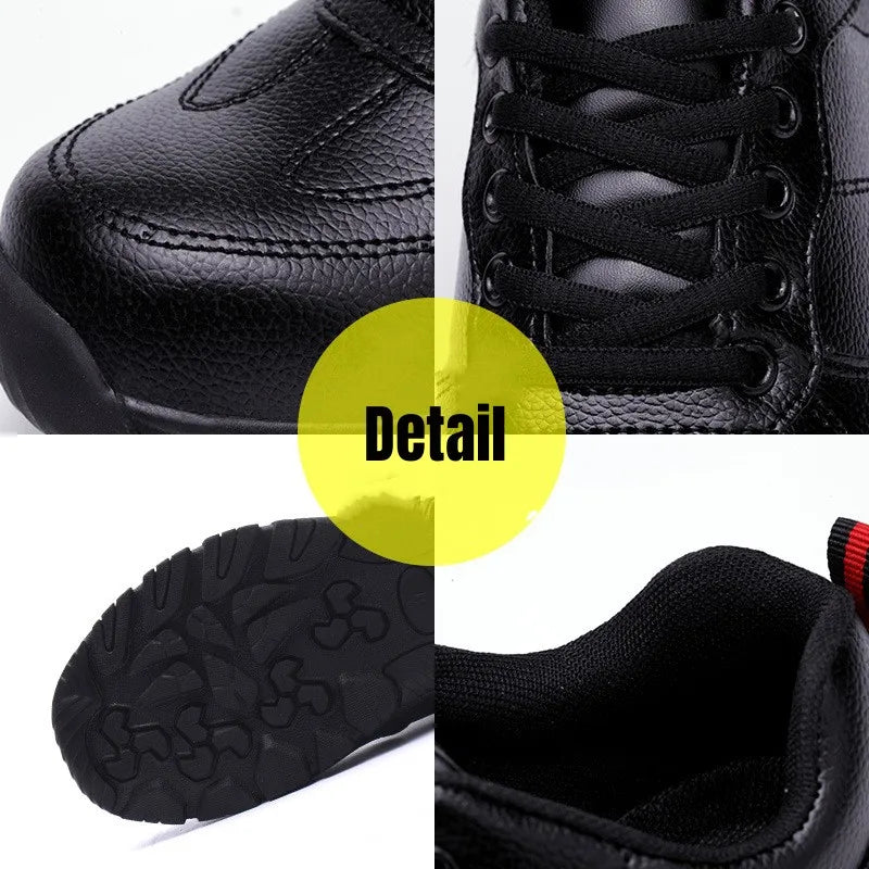 Waterproof Safety Shoes Men Steel Toe Work Boots Anti-smash Puncture-Proof Leather Shoes Protective Boots Indestructible Shoes