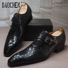 Luxury Men's Loafers Dress Shoes Snake Prints Formal Men Casual Shoes