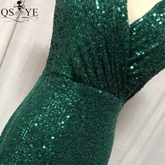 Evening wear Dresses: Shoulder Straps Prom Gown Sequin Long Party Dress