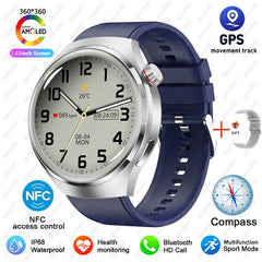 2025 New Watch 4 Pro GPS NFC Smart Watch Men 360*360 AMOLED Screen Heart Rate Bluetooth Call Waterproof Sports Man Smartwatch