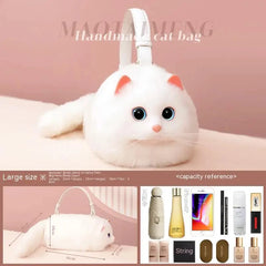 Lolita Plush Cute Cat Bag Women Harajuku Animal Circular Fur Soft Kawaii