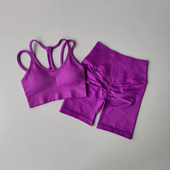 Women Yoga Set Gym Sportswear Sport Bra and Hight Waist Shorts Suit Fitness Workout